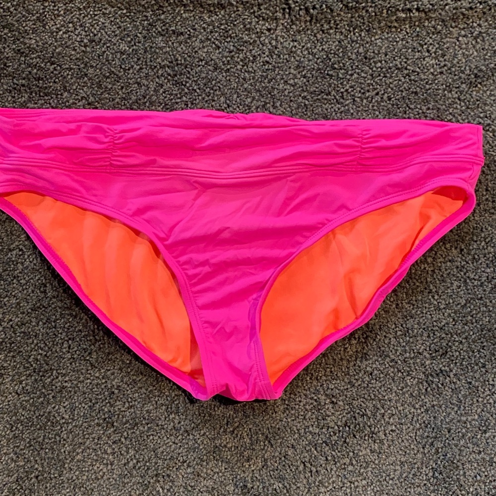 Athleta Hot Pink and Neon Orange Swim Bottoms Large